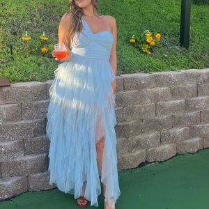 Light Blue Hello Molly Wedding Dress Fairytale Lavish Style Tulle Maxi Dress